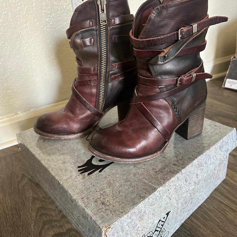 Freebird Burgundy Leather Ankle Boots